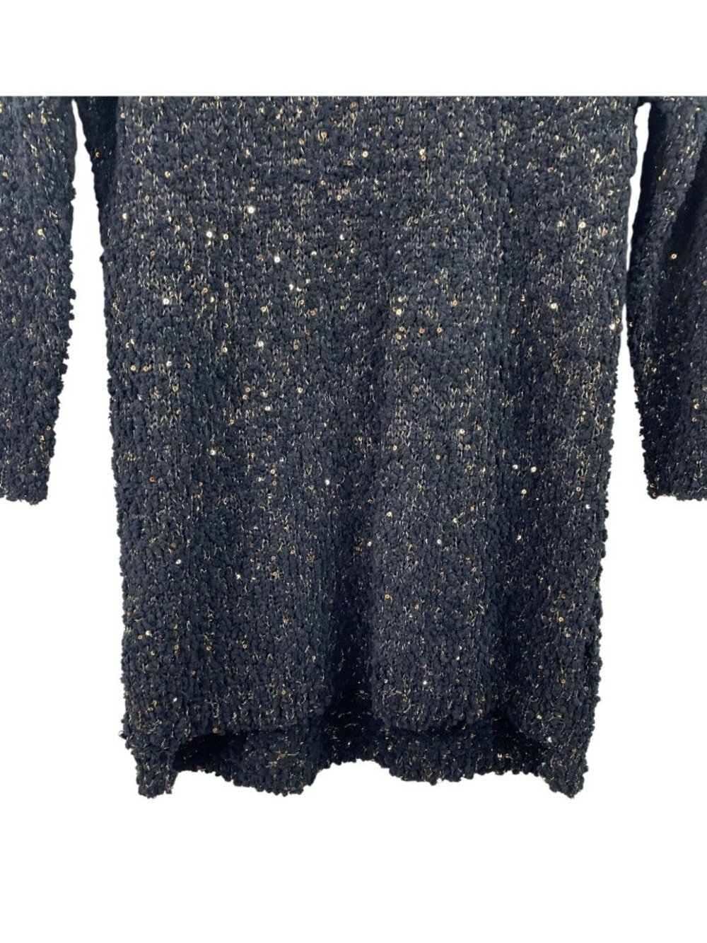 Fashion Avenue Womens Chunky Knit Sweater With Sequins Medium Black & Gold - Picture 5 of 8